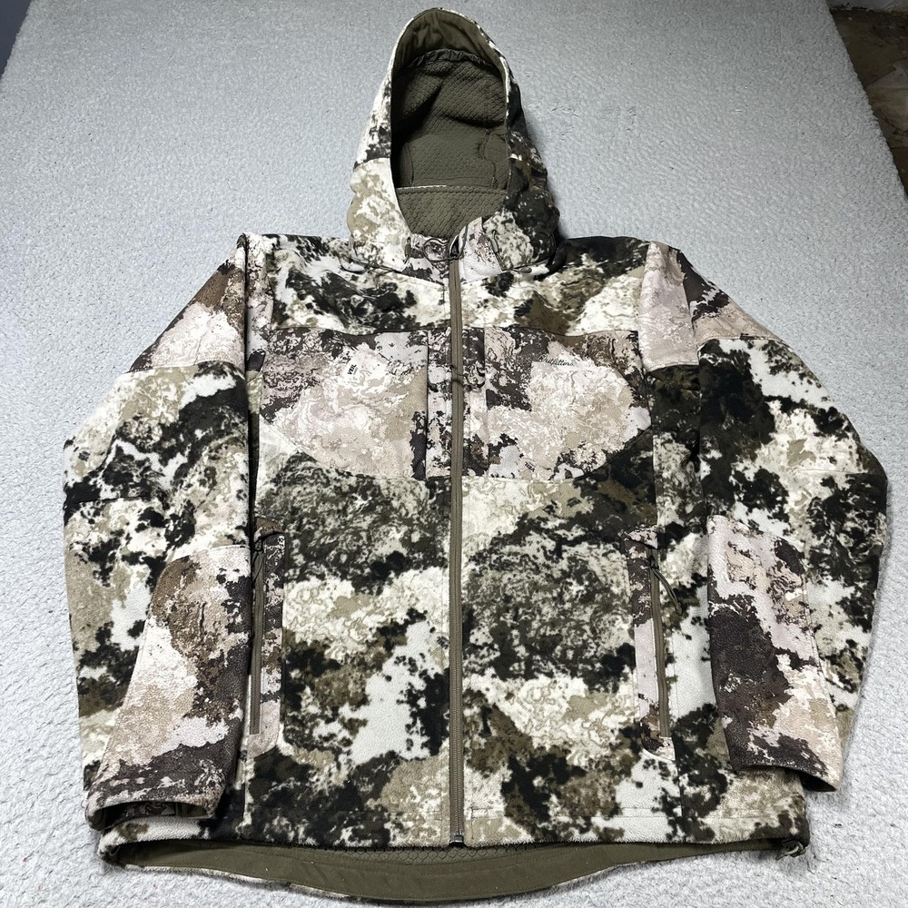 Scheels Outfitters Jacket Mens Large Camo Fleece Hooded Full Zip Hunting Outdoor
